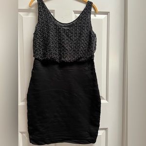 EXPRESS Women’s Black and Silver Body-con Dress Size Medium EUC.